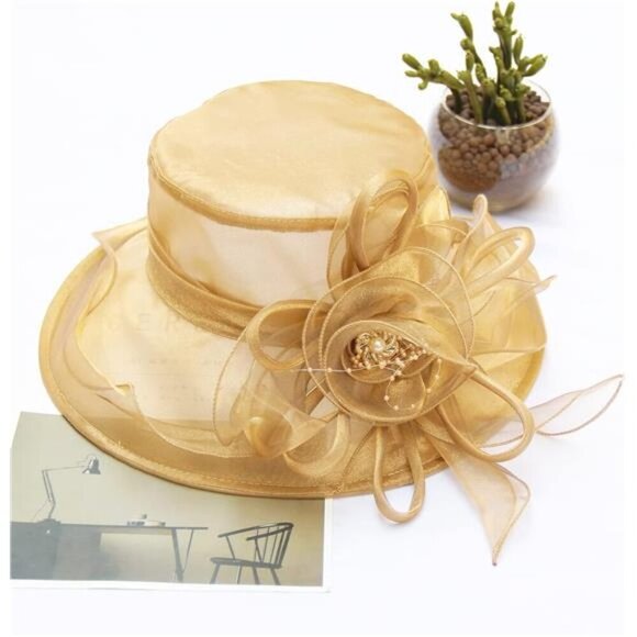 Organza Church Fascinator Wedding Tea Party Derby Hats for Women - Picture 4 of 7